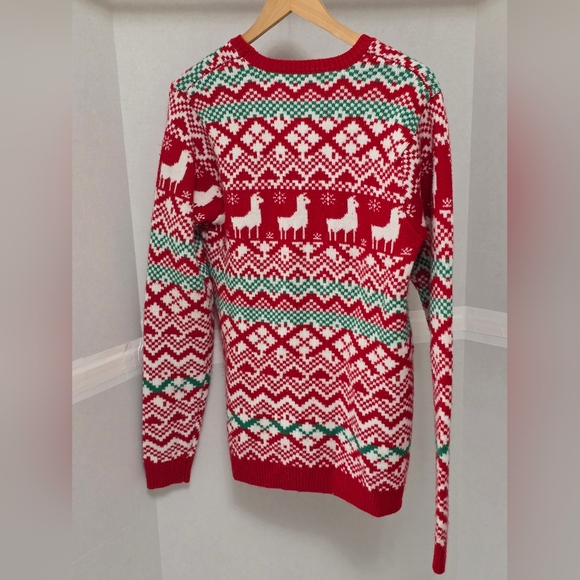 Red “Tired” (or whatever 🌲💨 ) Llama Holiday Sweater - Picture 2 of 8